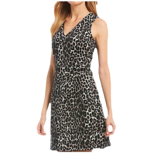 MICHAEL Michael Kors Leopard Print Scuba Dress, Size XS, Gray/Black - Picture 1 of 8